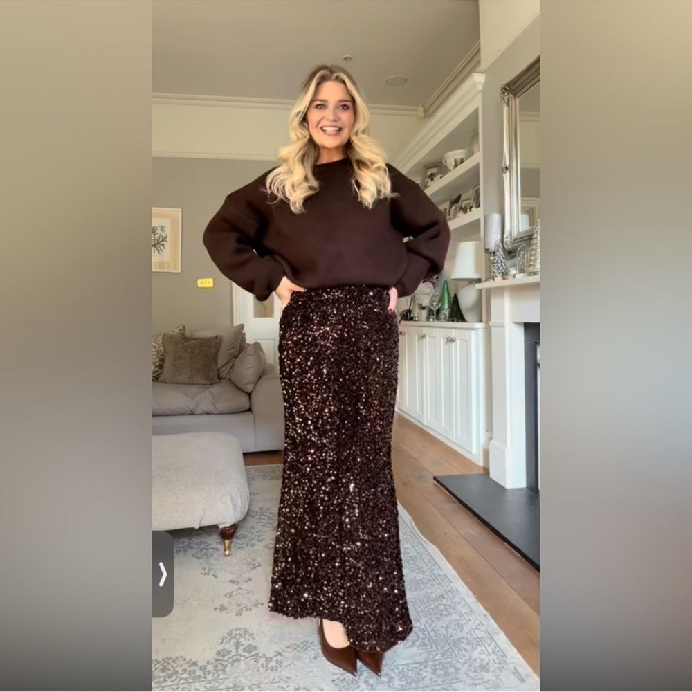 ZARA LONG SEQUIN SKIRT - Picture 10 of 16